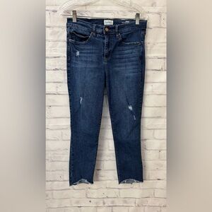 Nicole Miller Size 8 SoHo High Rise Skinny Crop Stretch‎ Blue Jeans Raw Hem 8x26
